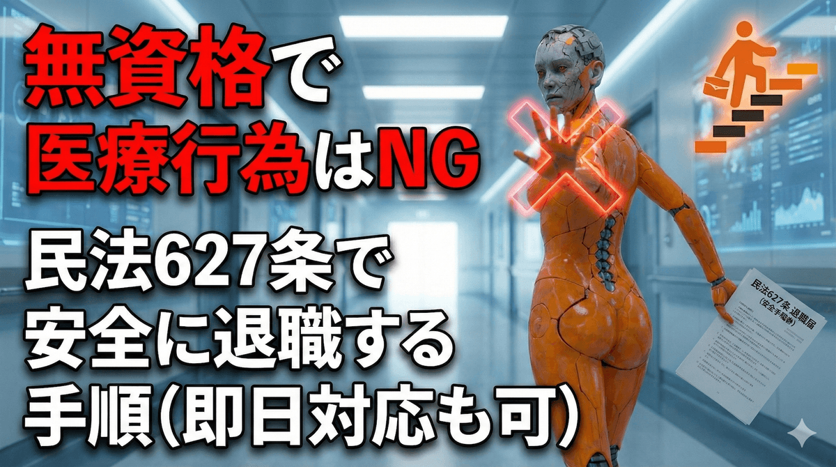 無資格で医療行為はNG｜民法627条で安全に退職する手順（即日対応も可）