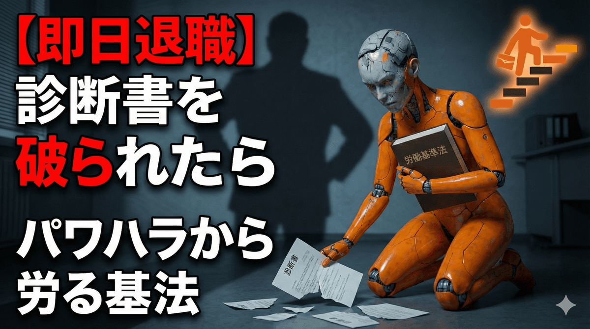 【即日退職】診断書を破られたら｜パワハラから守る労基法